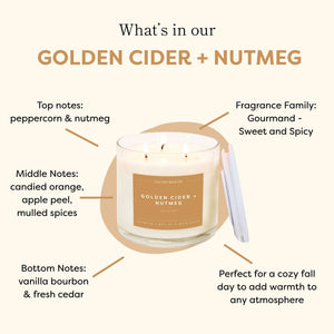Golden Cider + Nutmeg 3 - Wick Clear Glass Tumbler Soy Candle - Calyan Wax Co.