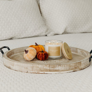 Golden Cider + Nutmeg 3-Wick Clear Glass Tumbler Soy Candle - Calyan Wax Co.