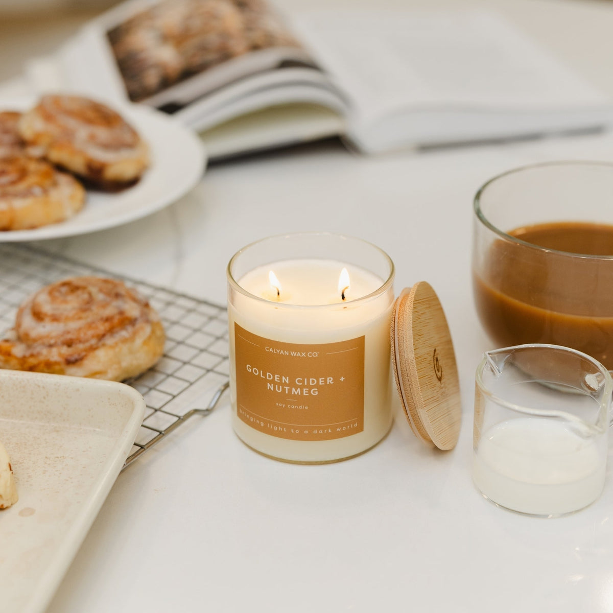 Golden Cider + Nutmeg Glass Tumbler Soy Candle | Limited Release - Calyan Wax Co.