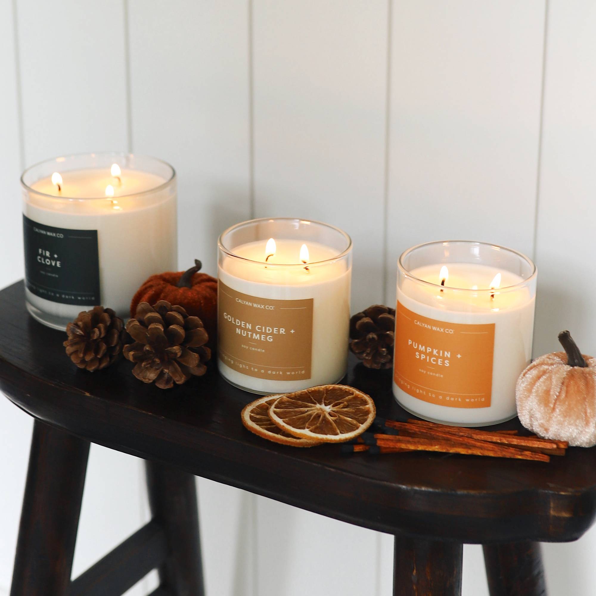 Golden Cider + Nutmeg Glass Tumbler Soy Candle | Limited Release - Calyan Wax Co.