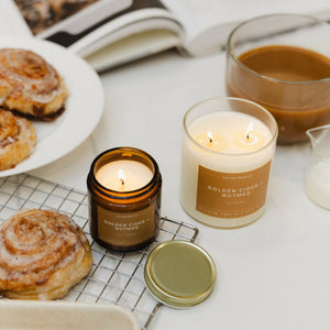 Golden Cider + Nutmeg Glass Tumbler Soy Candle | Limited Release - Calyan Wax Co.