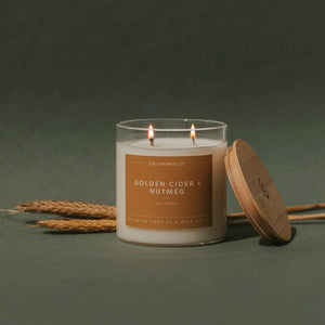 Golden Cider + Nutmeg Glass Tumbler Soy Candle | Limited Release - Calyan Wax Co.