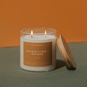 Golden Cider + Nutmeg Glass Tumbler Soy Candle | Limited Release - Calyan Wax Co.