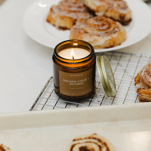 Golden Cider + Nutmeg Mini Amber Jar Soy Candle - Calyan Wax Co.