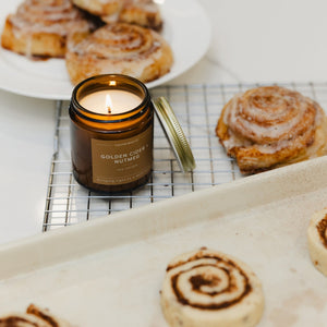 Golden Cider + Nutmeg Mini Amber Jar Soy Candle - Calyan Wax Co.