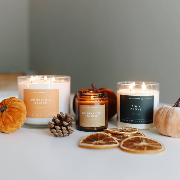 Golden Cider + Nutmeg Mini Amber Jar Soy Candle | Limited Release - Calyan Wax Co.