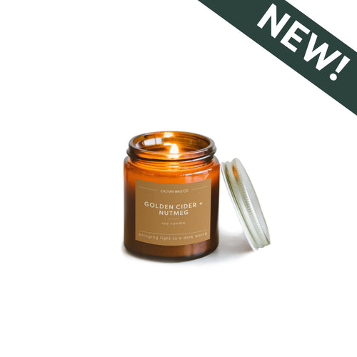 Golden Cider + Nutmeg Mini Amber Jar Soy Candle | Limited Release - Calyan Wax Co.