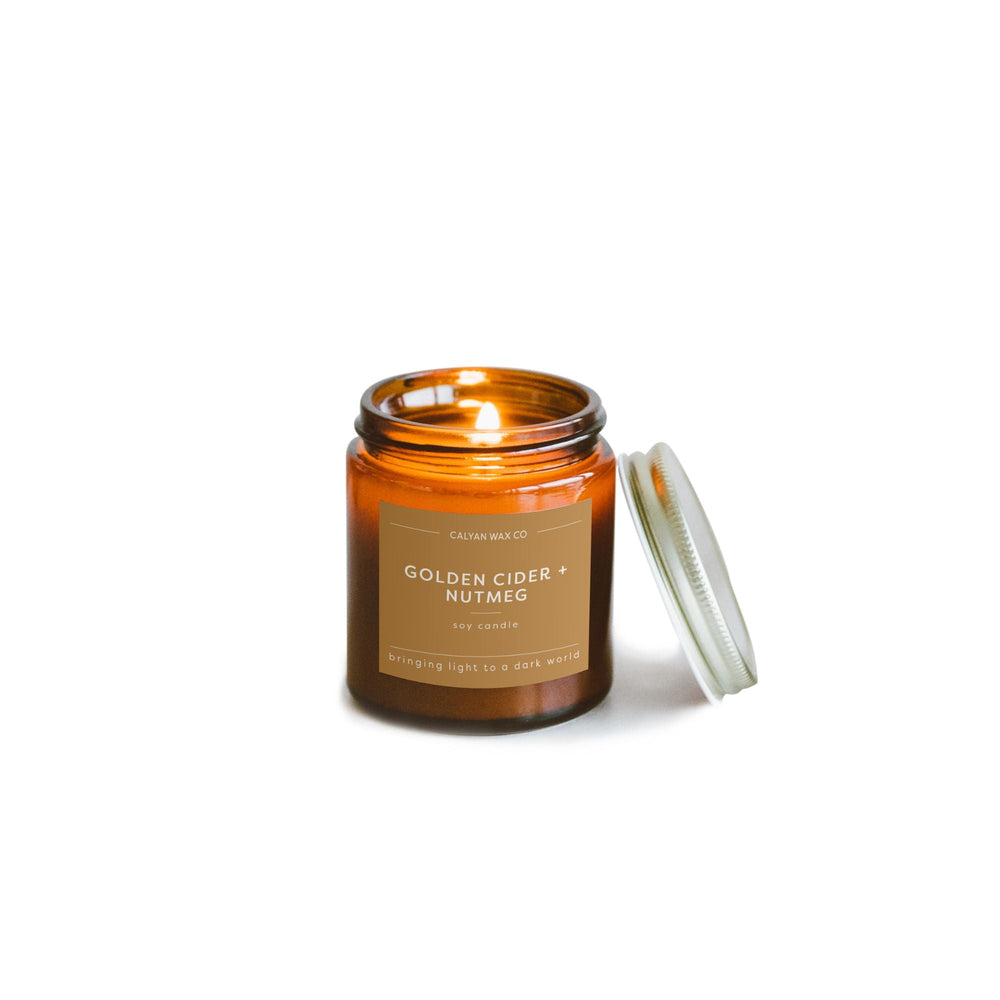 Golden Cider + Nutmeg Mini Amber Jar Soy Candle | Limited Release - Calyan Wax Co.