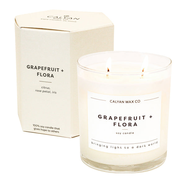 🎁 Grapefruit + Flora Glass Tumbler Soy Candle (100% off) - Calyan Wax Co.