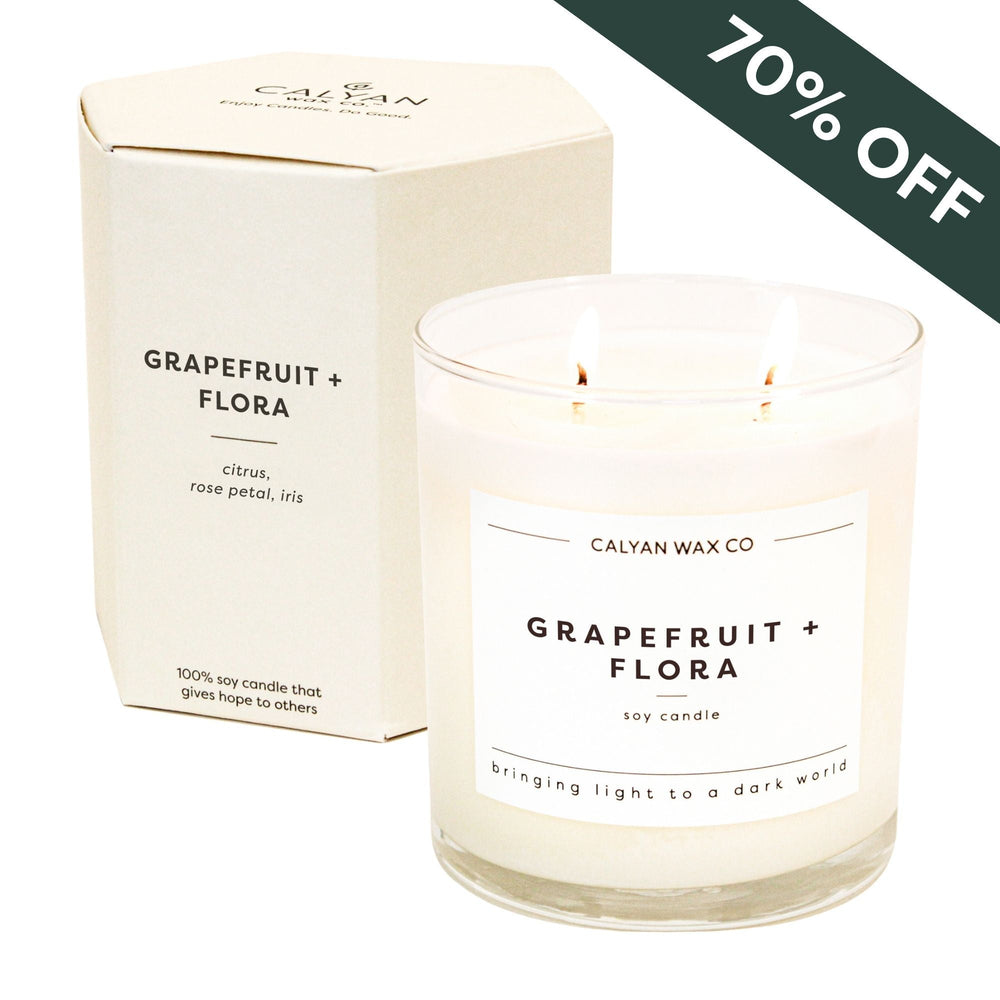 Grapefruit + Flora Glass Tumbler Soy Candle - Calyan Wax Co.