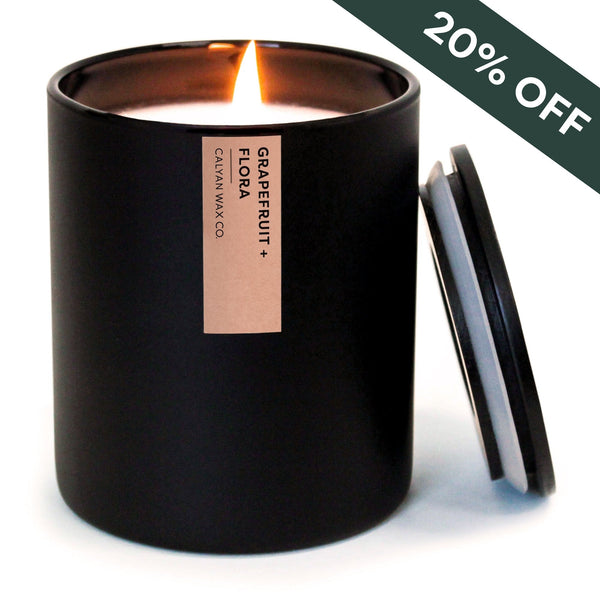 Grapefruit + Flora Matte Black Tumbler Soy Candle - Calyan Wax Co.