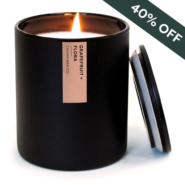 Grapefruit + Flora Matte Black Tumbler Soy Candle - Calyan Wax Co.