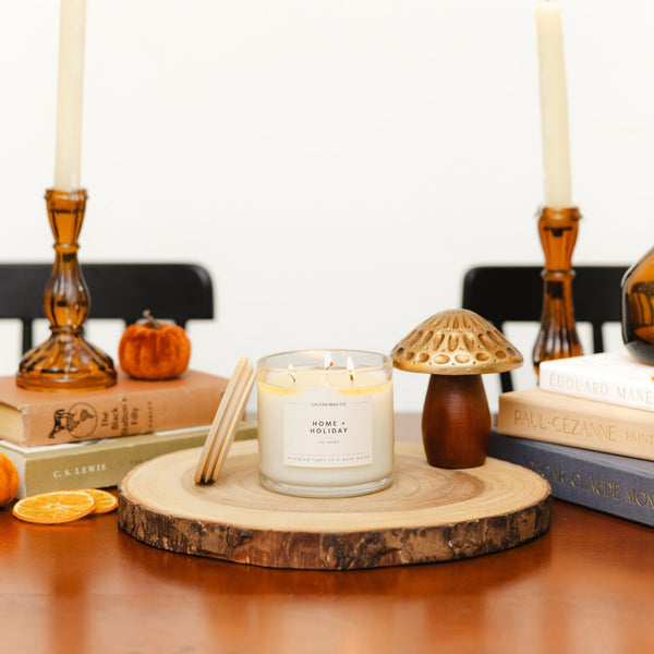 Home + Holiday 3-Wick Clear Glass Tumbler Soy Candle - Calyan Wax Co.