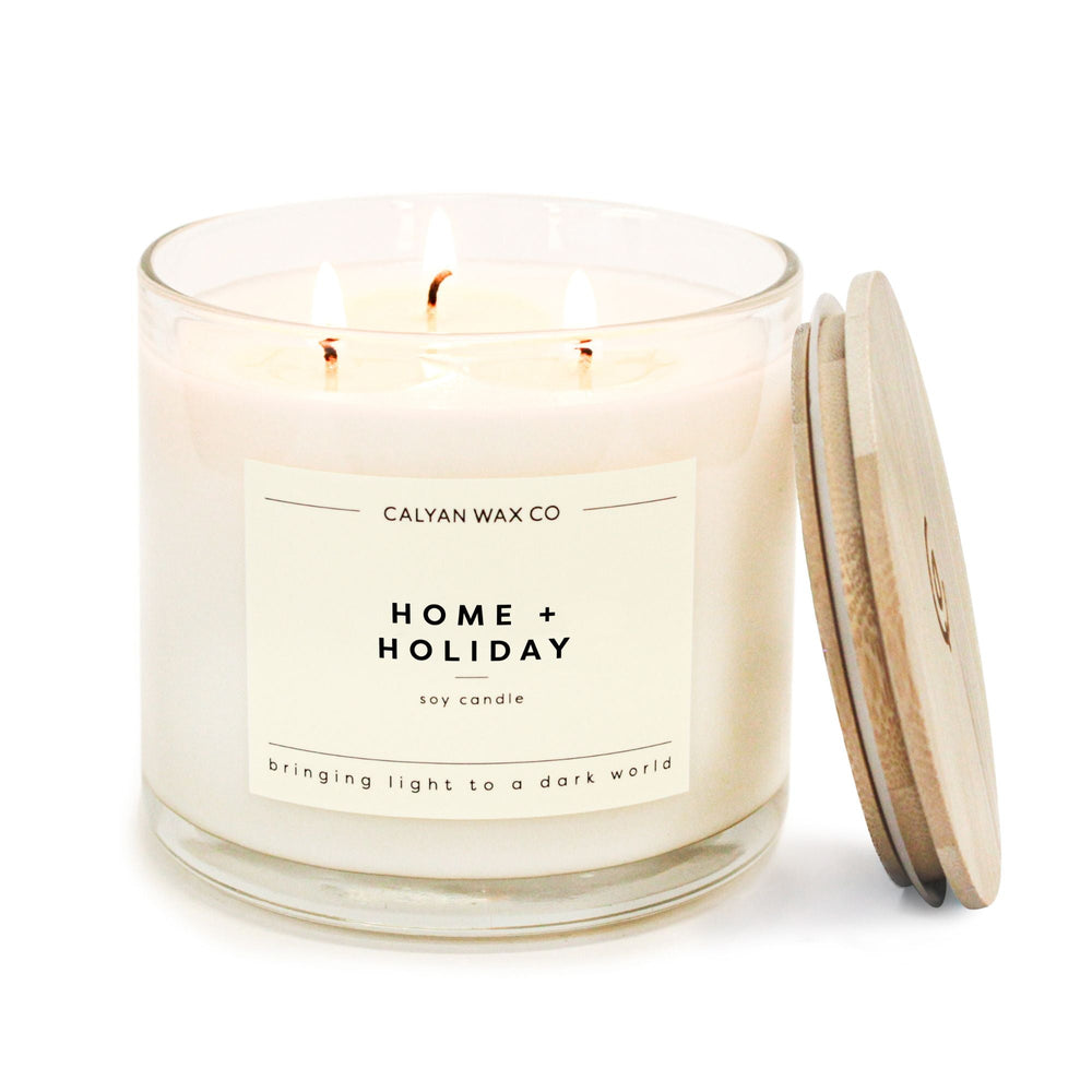 Home + Holiday 3-Wick Clear Glass Tumbler Soy Candle - Calyan Wax Co.