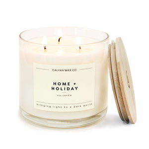 Home + Holiday 3-Wick Clear Glass Tumbler Soy Candle - Calyan Wax Co.