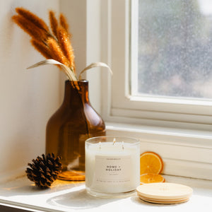 Home + Holiday 3-Wick Clear Glass Tumbler Soy Candle - Calyan Wax Co.