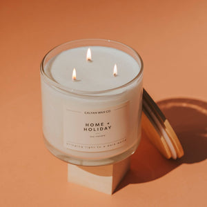 Home + Holiday 3-Wick Clear Glass Tumbler Soy Candle - Calyan Wax Co.