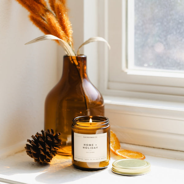 Home + Holiday Amber Jar Soy Candle - Calyan Wax Co.