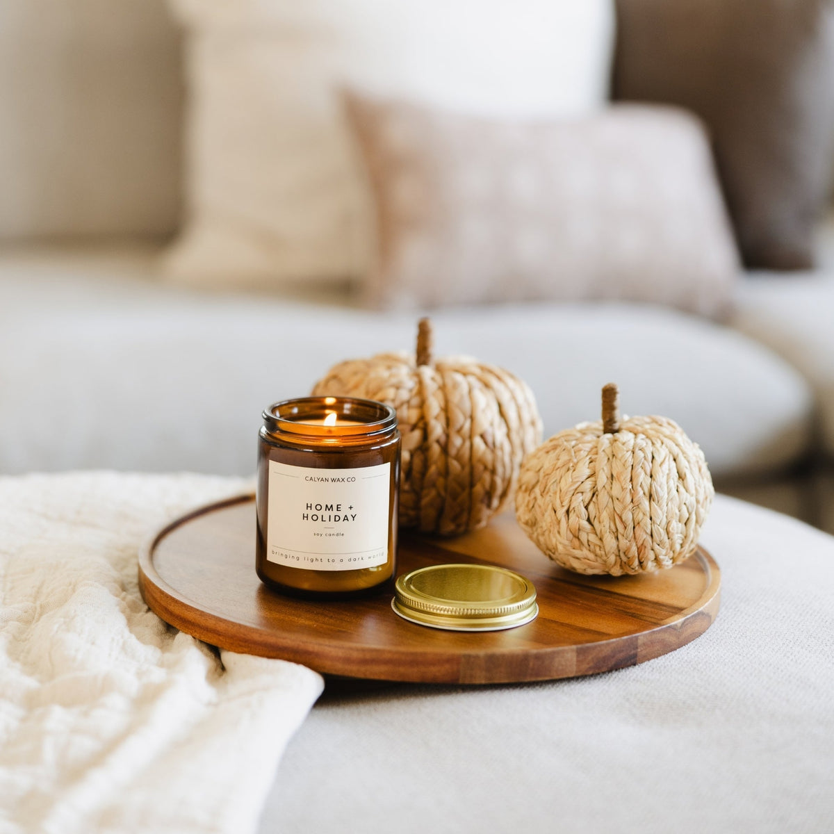 Home + Holiday Amber Jar Soy Candle - Calyan Wax Co.