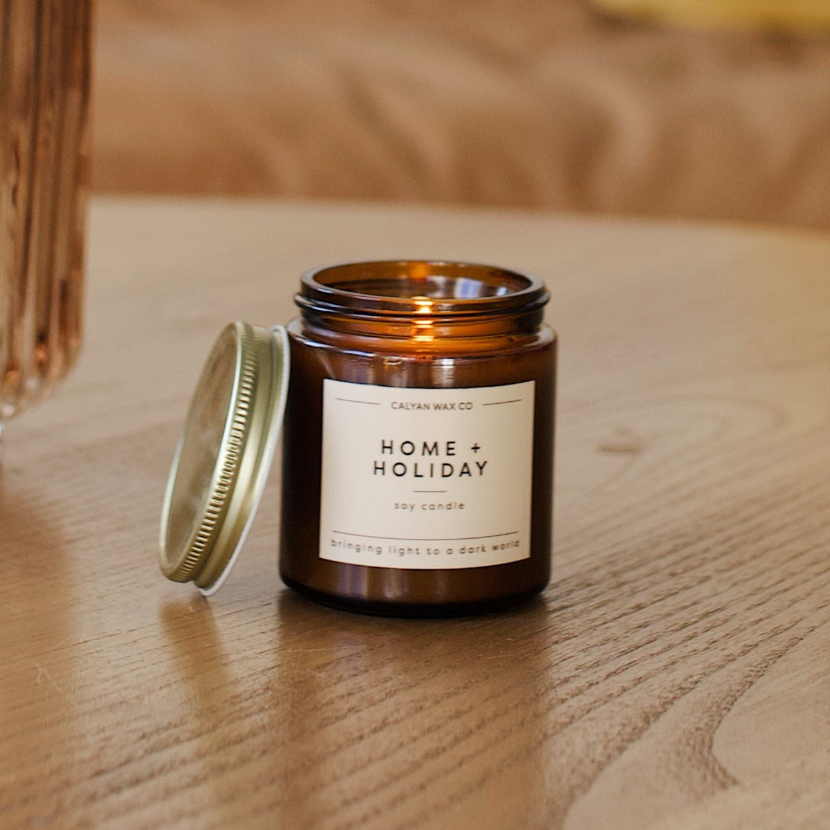 Home + Holiday Mini Amber Jar Soy Candle - Calyan Wax Co.