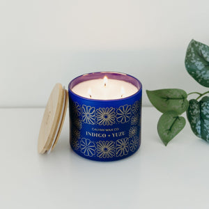 Indigo + Yuzu 3 - Wick Glass Tumbler Soy Candle - Calyan Wax Co.
