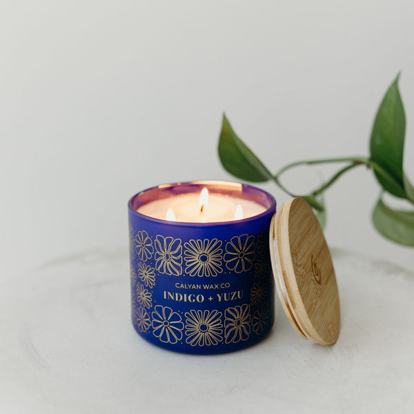 Indigo + Yuzu 3 - Wick Glass Tumbler Soy Candle - Calyan Wax Co.