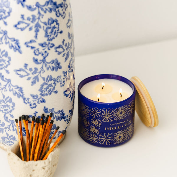 Indigo + Yuzu 3 - Wick Glass Tumbler Soy Candle - Calyan Wax Co.