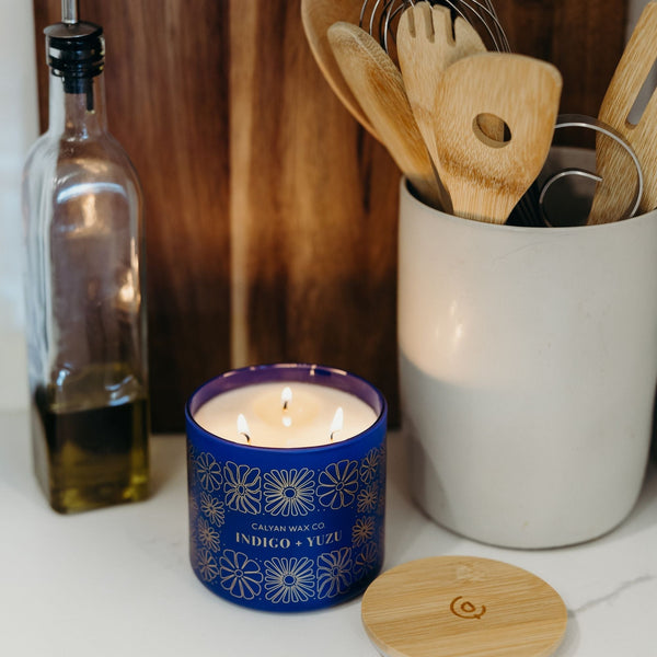 Indigo + Yuzu 3 - Wick Glass Tumbler Soy Candle - Calyan Wax Co.