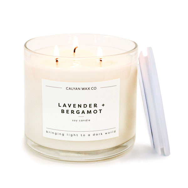 🎁 Lavender + Bergamot 3 - Wick Clear Glass Tumbler Soy Candle (100% off) - Calyan Wax Co.