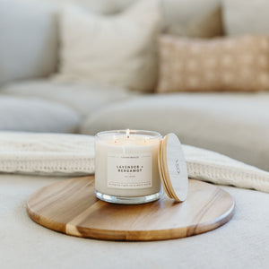 Lavender + Bergamot 3 - Wick Clear Glass Tumbler Soy Candle - Calyan Wax Co.