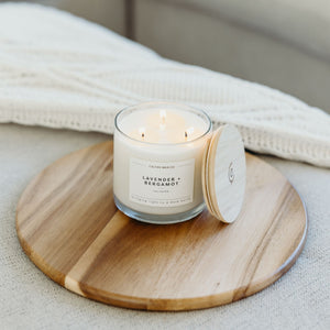 Lavender + Bergamot 3 - Wick Clear Glass Tumbler Soy Candle - Calyan Wax Co.