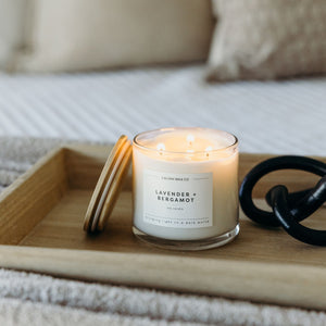 Lavender + Bergamot 3 - Wick Clear Glass Tumbler Soy Candle - Calyan Wax Co.