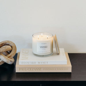 Lavender + Bergamot 3 - Wick Clear Glass Tumbler Soy Candle - Calyan Wax Co.