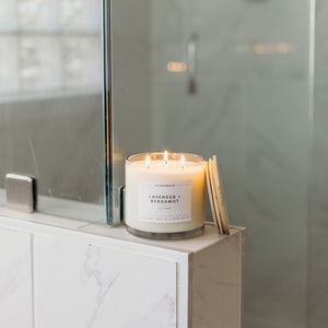 Lavender + Bergamot 3 - Wick Clear Glass Tumbler Soy Candle - Calyan Wax Co.