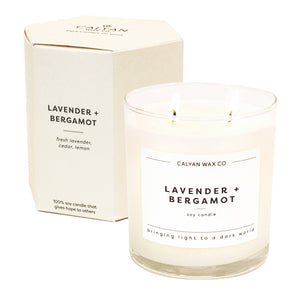 🎁 Lavender + Bergamot Glass Tumbler Soy Candle (100% off) - Calyan Wax Co.