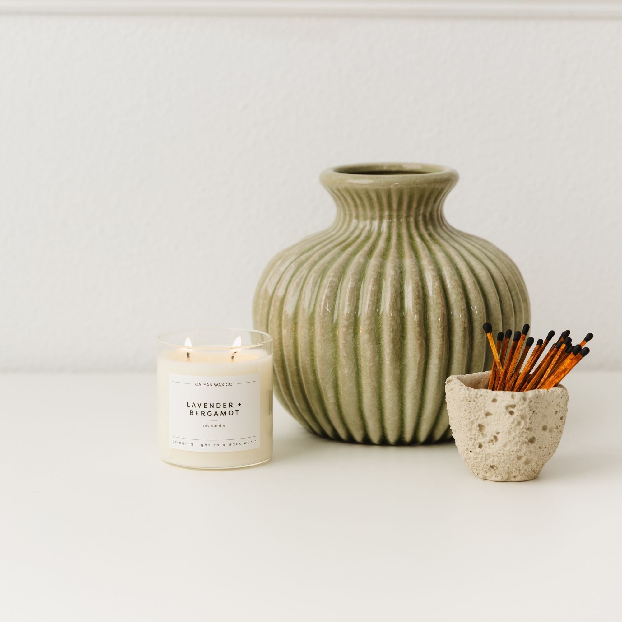 Lavender + Bergamot Soy Candle in a Glass Tumbler - Calyan Wax Co.