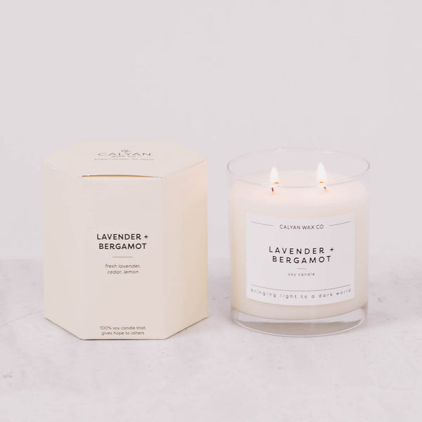 Lavender + Bergamot Glass Tumbler Soy Candle - Calyan Wax Co.