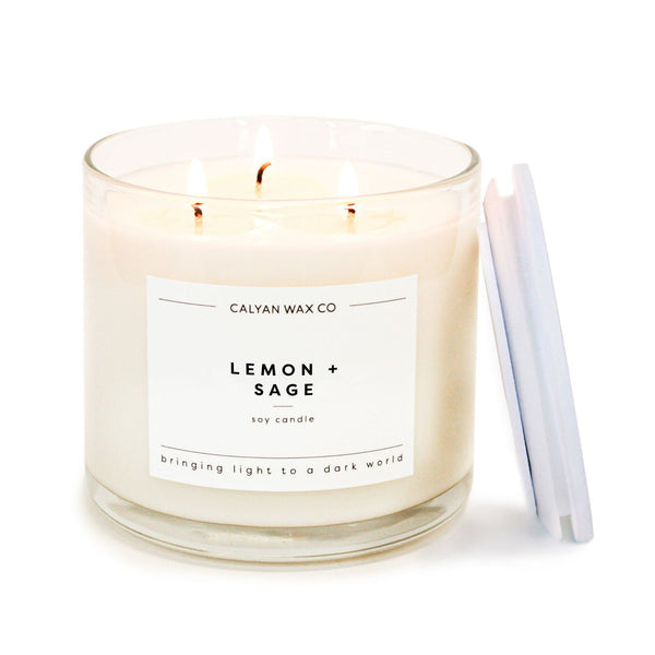 🎁 Lemon + Sage 3 - Wick Clear Glass Tumbler Soy Candle (100% off) - Calyan Wax Co.