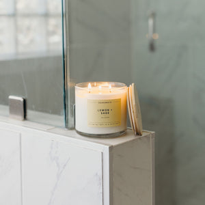 Lemon + Sage 3 - Wick Clear Glass Tumbler Soy Candle - Calyan Wax Co.