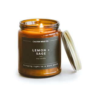🎁 Lemon + Sage Amber Jar Soy Candle (100% off) - Calyan Wax Co.