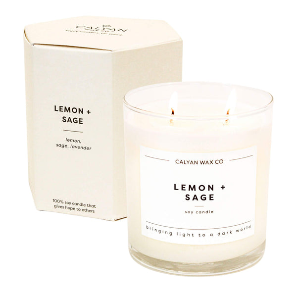 🎁 Lemon + Sage Glass Tumbler Soy Candle (100% off) - Calyan Wax Co.