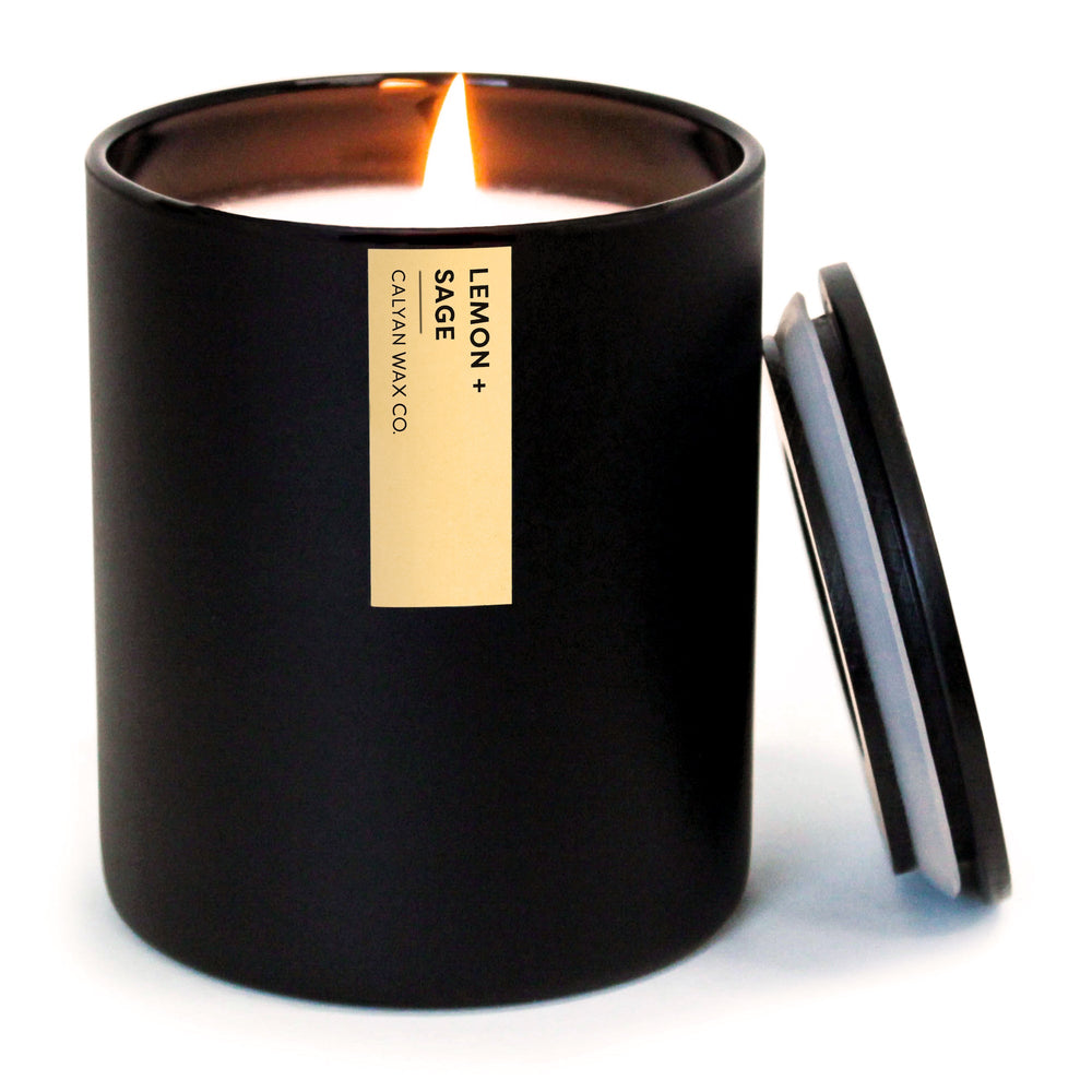 Lemon + Sage Matte Black Tumbler - Calyan Wax Co.