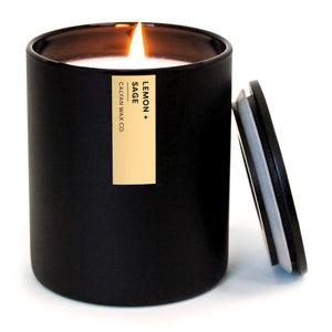 Lemon + Sage Matte Black Tumbler - Calyan Wax Co.