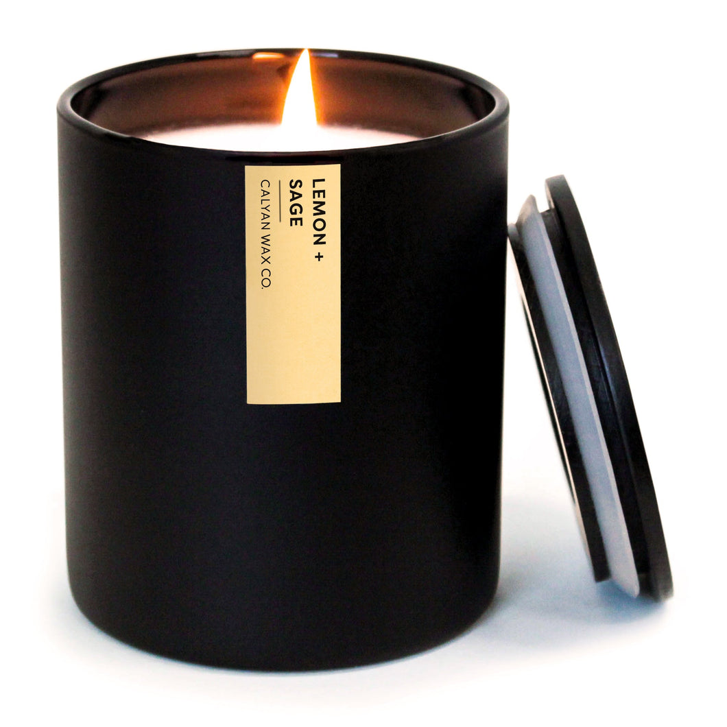 Lemon + Sage Matte Black Tumbler - Calyan Wax Co.
