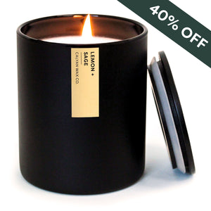 Lemon + Sage Matte Black Tumbler Soy Candle - Calyan Wax Co.