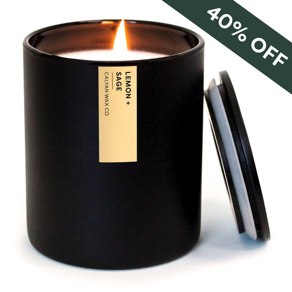 Lemon + Sage Matte Black Tumbler Soy Candle - Calyan Wax Co.