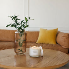 Load image into Gallery viewer, Mahogany + Cashmere 3 - Wick Clear Glass Tumbler Soy Candle - Calyan Wax Co.