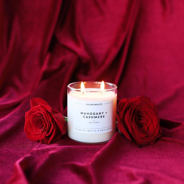 Mahogany + Cashmere Glass Tumbler Soy Candle - Calyan Wax Co.