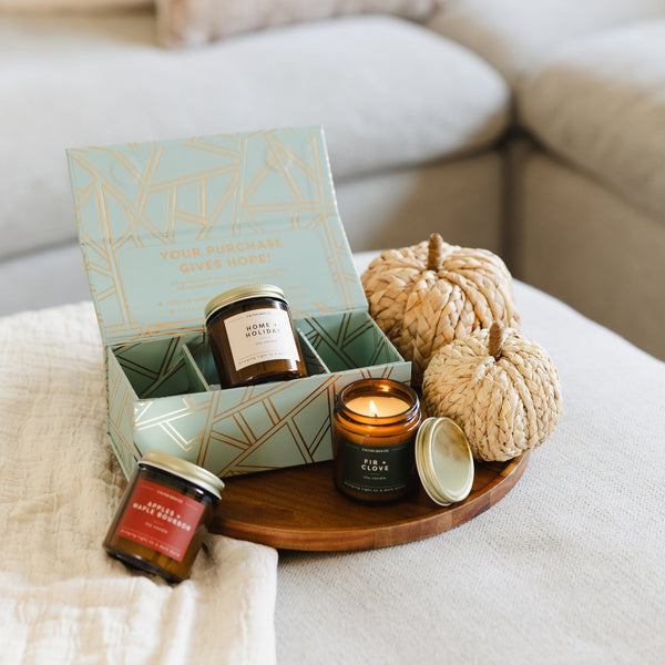 Mini Amber Jar Holiday Gift Set Soy Candle - Calyan Wax Co.