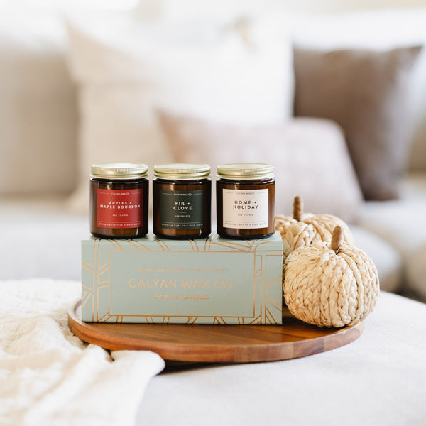 Mini Amber Jar Holiday Gift Set Soy Candle - Calyan Wax Co.